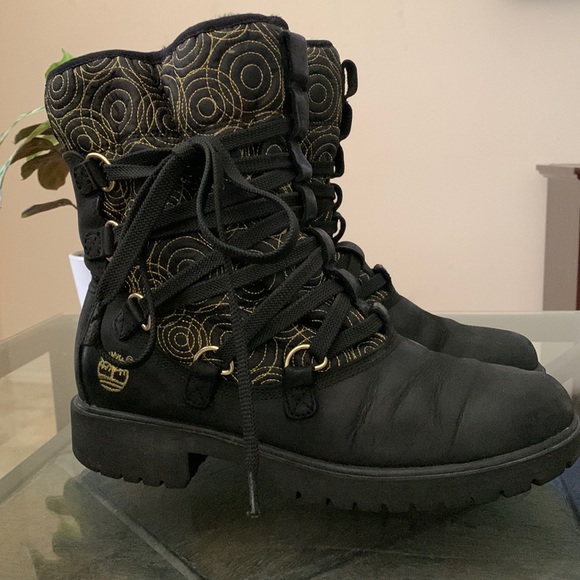 TIMBERLAND Guilted Golden Swirl Leather Lace-Up Boots - Picture 5 of 11